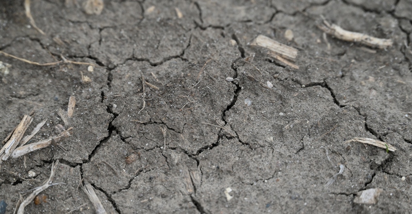 Dry cracked soil due to drought