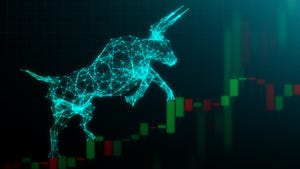 Bull on LED price chart screen