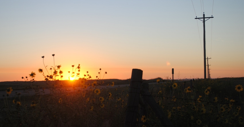 Sunset and farmland Sunset and farmland