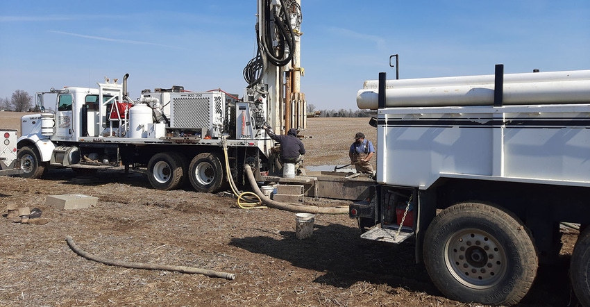 drilling a well in a field