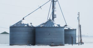 grain bins in winter
