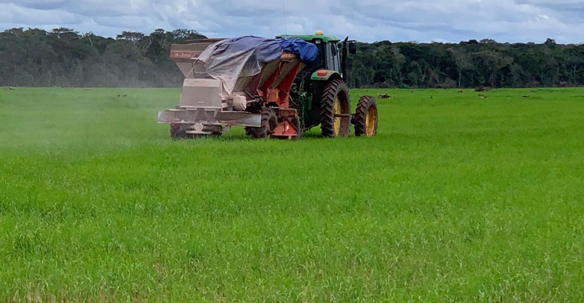 Equipment in rice field in Brazil