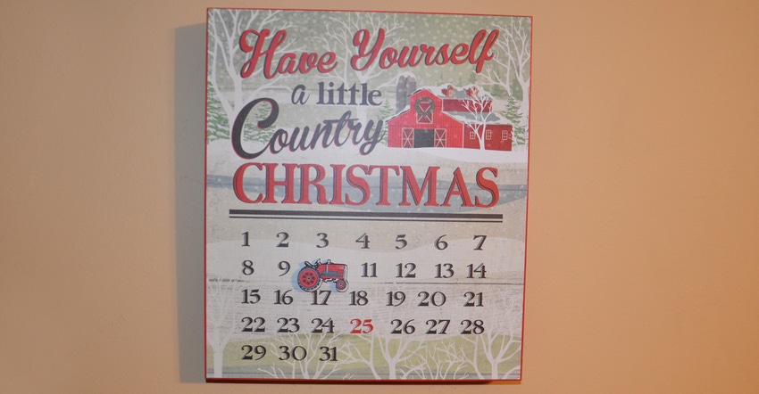 Christmas calendar hanging on wall