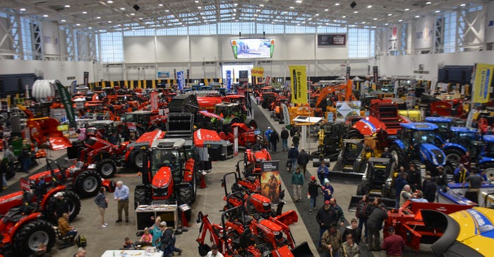 Machinery lines the floor of the Exposition Center at the New York Farm Show Machinery lines the floor of the Exposition Center at the New York Farm Show