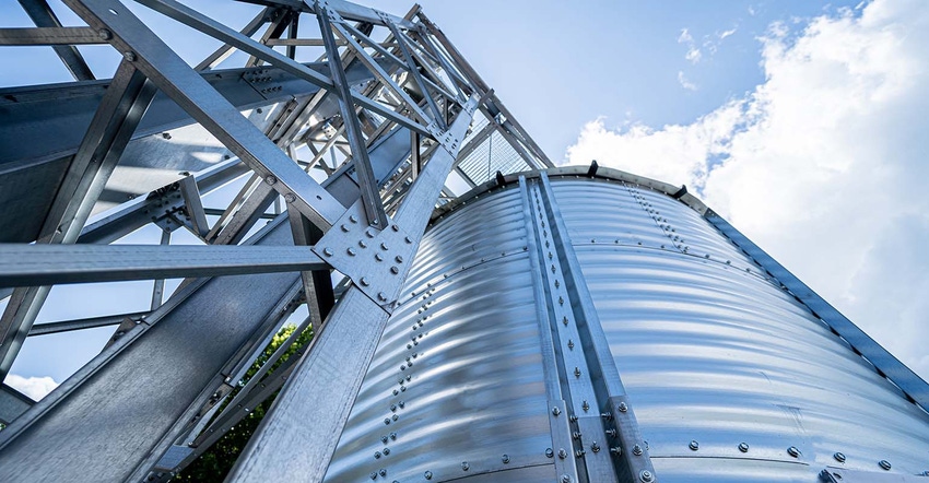 Big modern silos for storing grain harvest.
