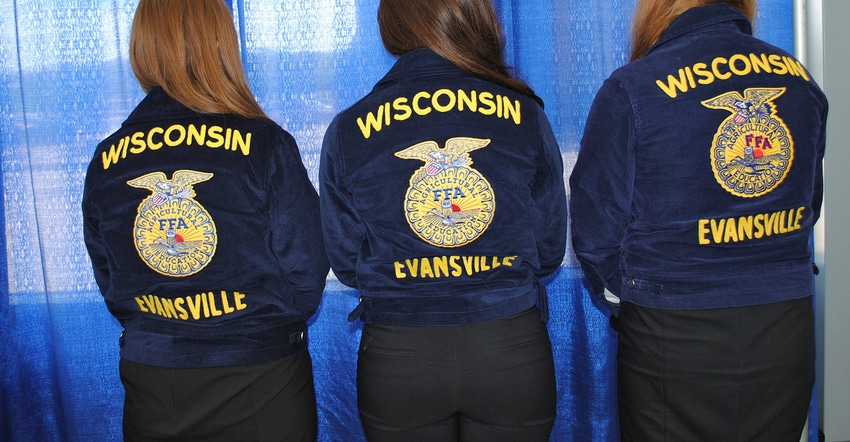 back of three Wisconsin FFA jackets