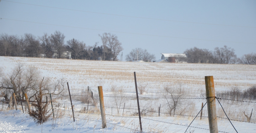 farmland covered in snow