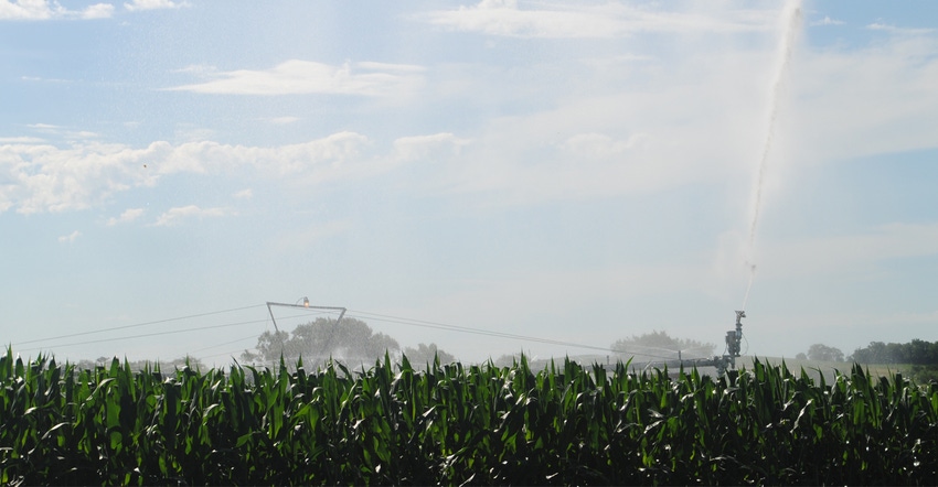 Irrigation equipment in corn field