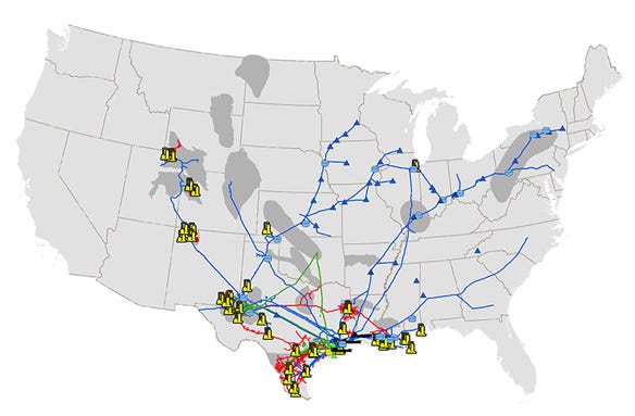 map of MAPCO pipeline system