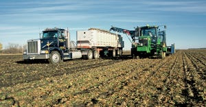sugarbeet harvesting, truck and tractor