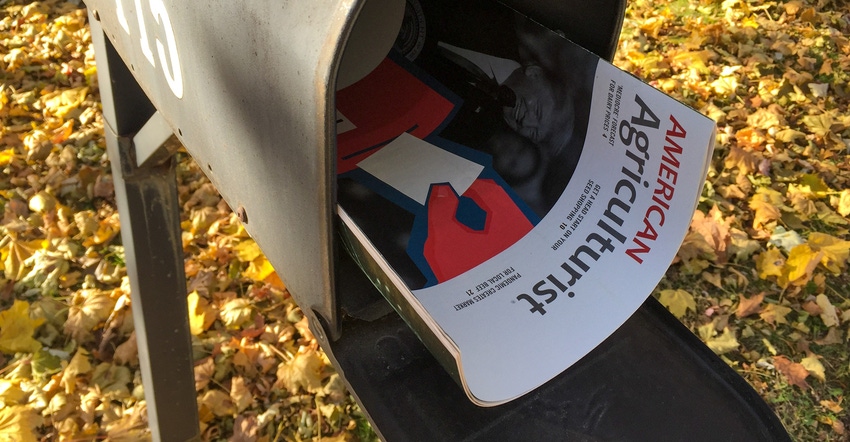 A close up of an American Agriculturist publication sticking out of an open mailbox