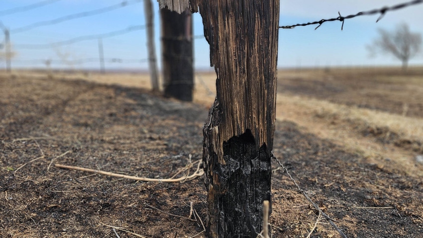 burned fence post from Panhandle fires