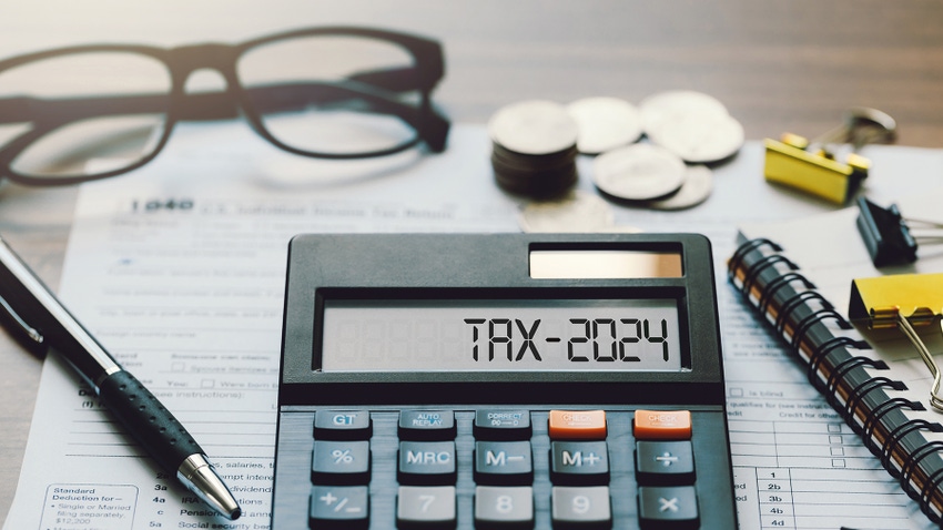 Tax 2024 displayed on calculator screen