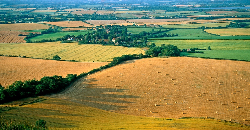 pretty farm landscape at sunset