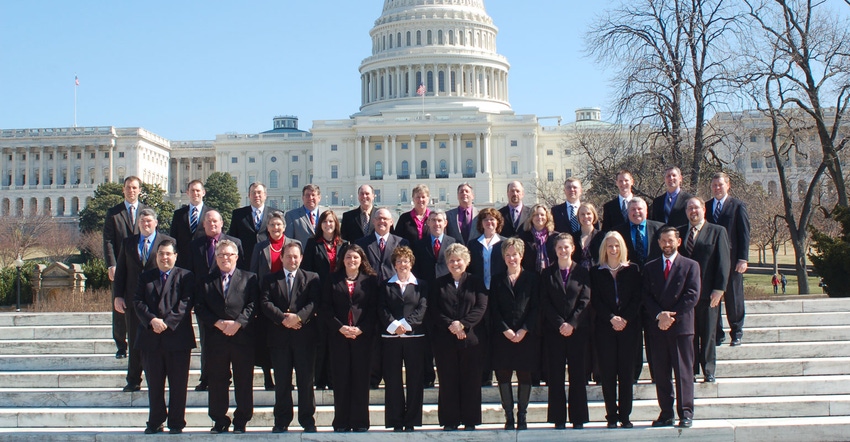 Class XI of the Minnesota Agriculture and Rural Leadership program poses outside of the Capitol Building in 2011