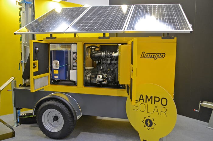 Euromacchine Lampo Green irrigation engine/generator with solar panels display at Agritechnica