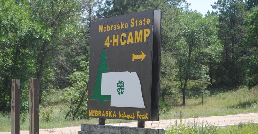 Nebraska 4-H camp sign