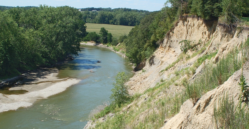 eroded bluff over a river