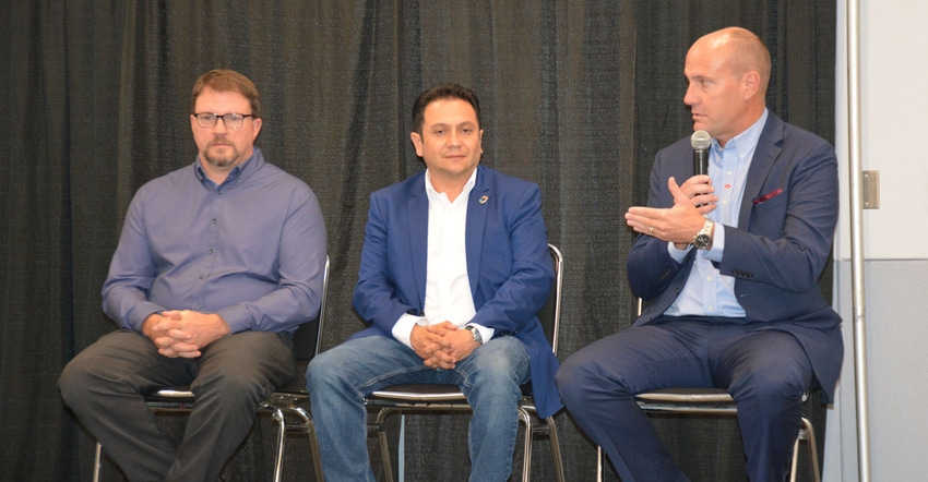 Matt Daly, Fabian Bernal and Chad Heiser discuss technology at World Dairy Expo Matt Daly, Fabian Bernal and Chad Heiser discuss technology at World Dairy Expo