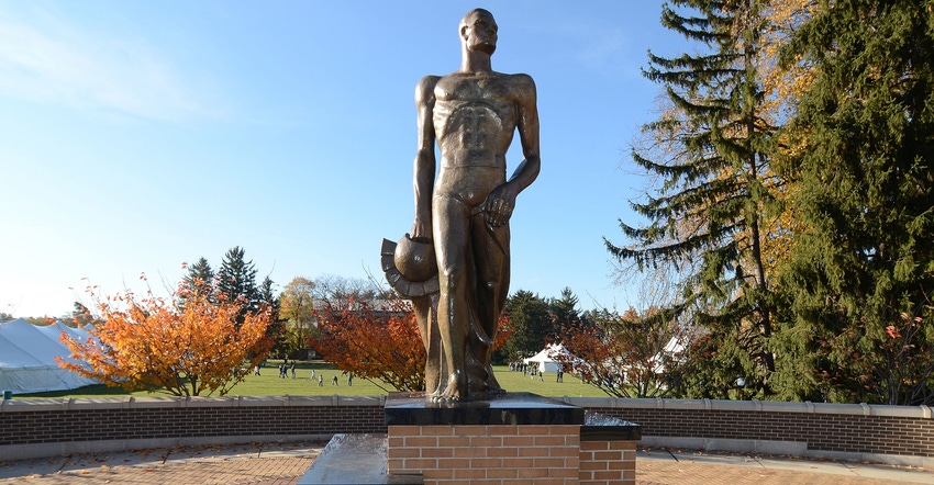 05:  A detailed view of the Spartan statue on the campus of Michigan State  University 