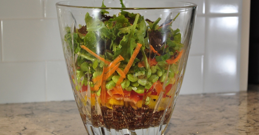 Seven Layer Vegetable and Quinoa Salad 