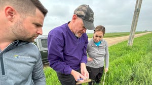 Kansas Wheat Vice President Aaron Harries in field