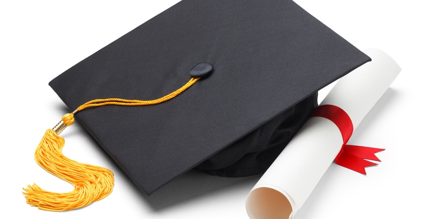 Graduation cap and diploma