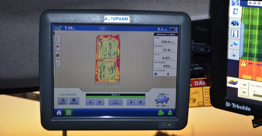 yield monitor screen