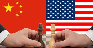 China-US trade war expressed in a chess game