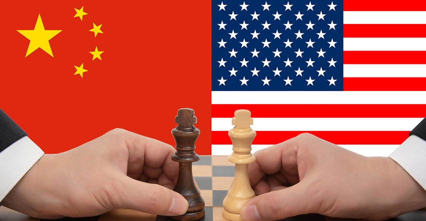 China-US trade war expressed in a chess game China-US trade war expressed in a chess game