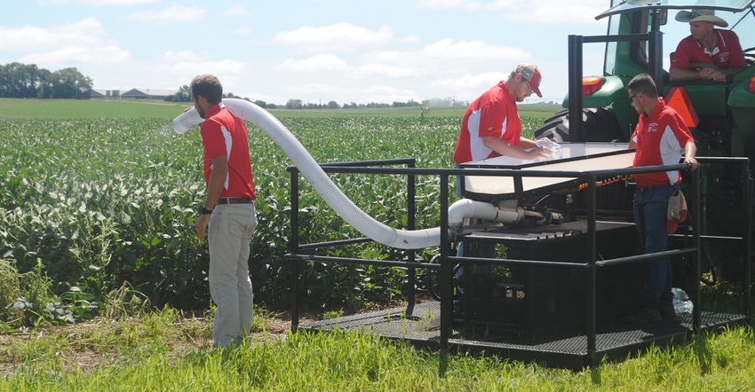 UNL research crew conduct a demonstration of their hail machine UNL research crew conduct a demonstration of their hail machine