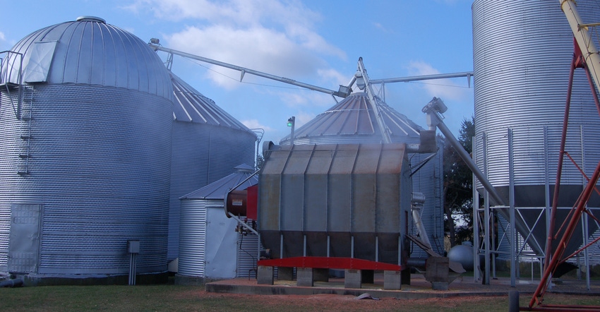 grain bin setup on farm