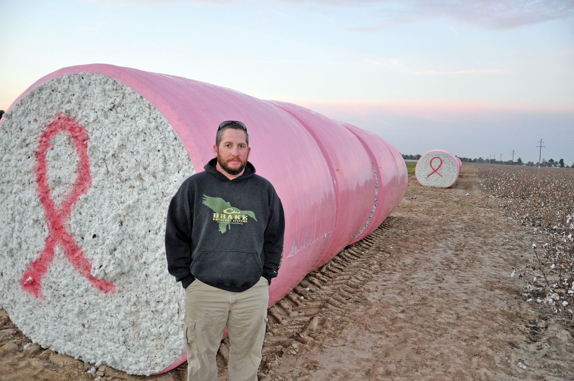 Lining the highway in John Deere pink | Farm Progress