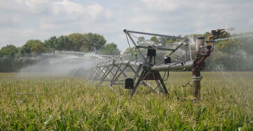 closeup of irrigation equipment in field