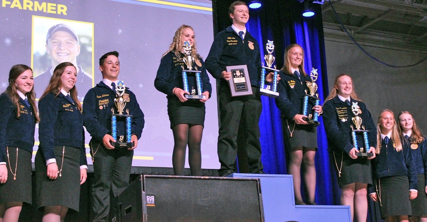 Members on stage at Wisconsin FFA Convention