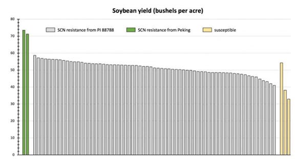 Soybean yield (bushels per acre) chart