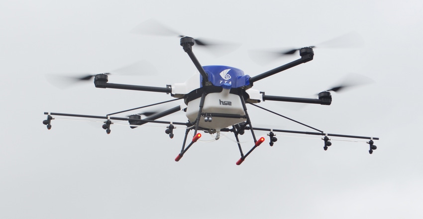 Close-up of drone mid-air
