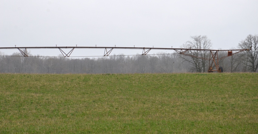 field irrigation system on farm
