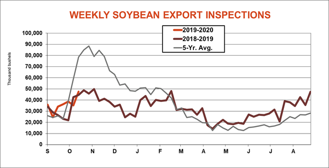 weekly soybean export inspections