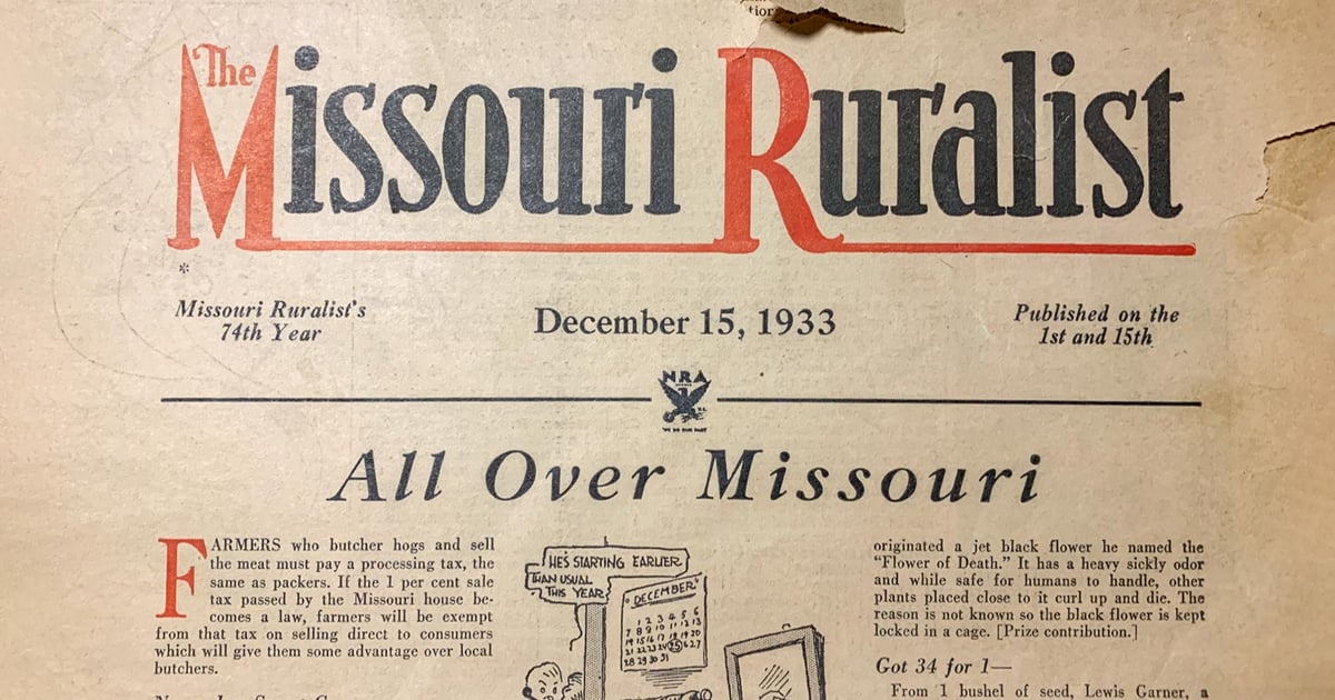 1933 Missouri Ruralist shows ag reporting history