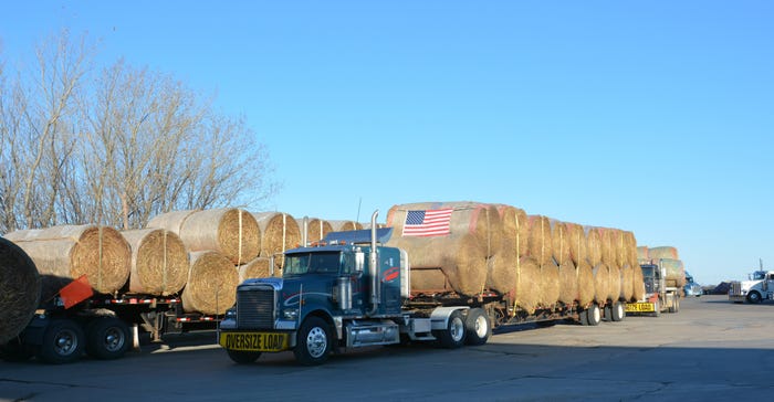 truck with bales of hay