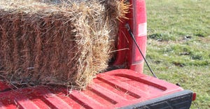 hay bale on truck bed