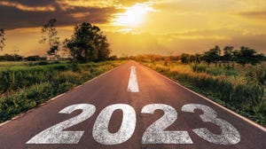 Empty asphalt road and New year 2023 concept. 
