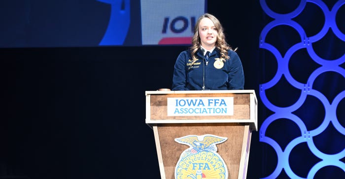 The 2021-2022 Iowa FFA president Mia Gibson