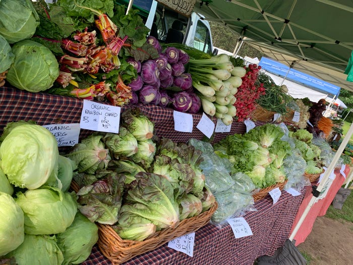 Close up of fresh vegetables at a farmers market