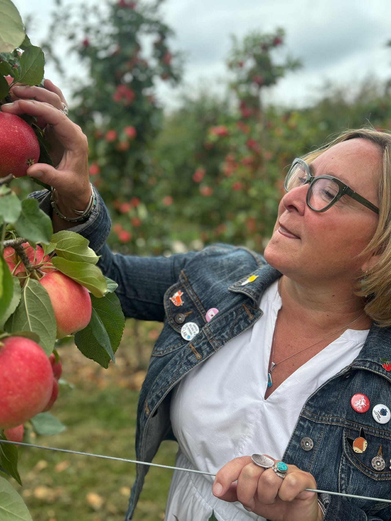 Courtesy of Nikki Rothwell - Woman picks apple from tree