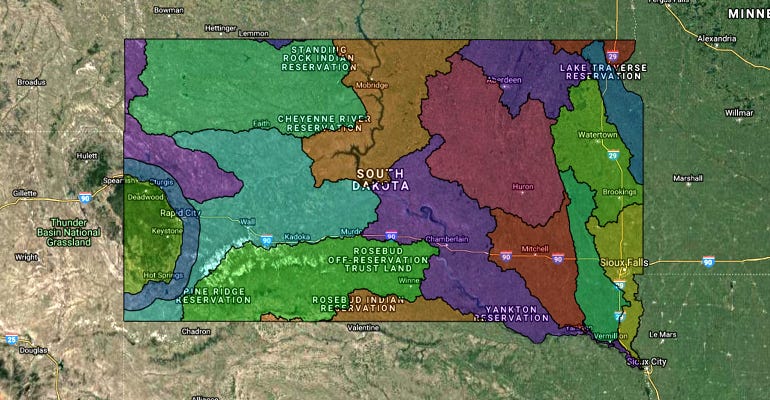 map of South Dakota watersheds