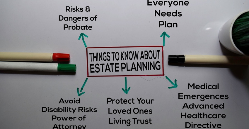 Whiteboard with estate planning notes