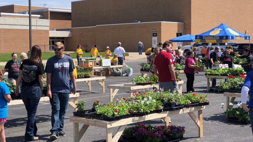 Tables at the Franklin FFA plant sale Tables at the Franklin FFA plant sale