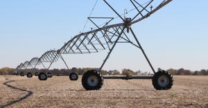 pivot irrigation in harvested field